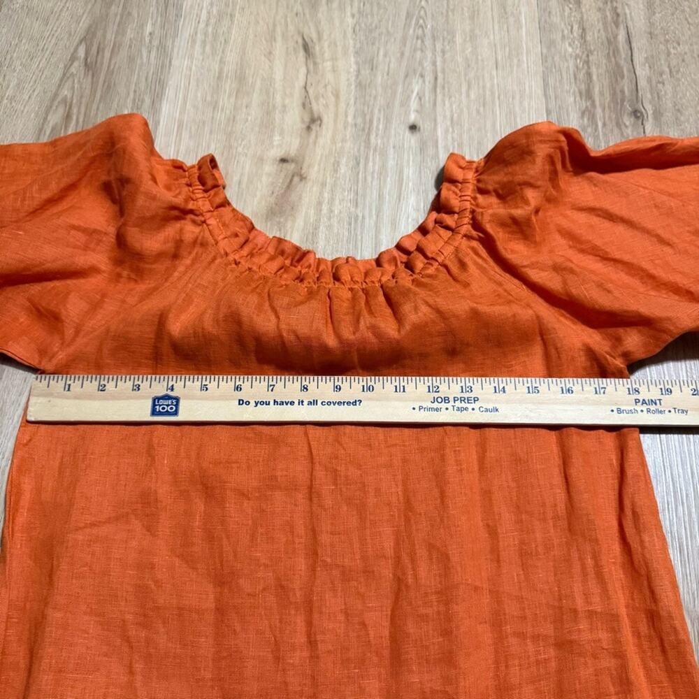 $460 JUAN DE DIOS Mexico Lindo Linen Mini Dress Embroidered SIZE XS Terracotta - Picture 12 of 12